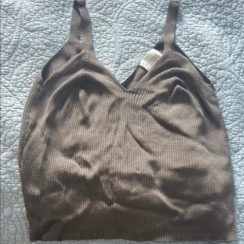 Ribbed Grey Women's Top